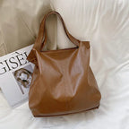 Sac cabas femme en similicuir à porter main ou en bandoulière, marron