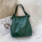 Sac cabas femme en similicuir à porter main ou en bandoulière, vert