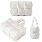 Sac cabas matelassé femme en nylon, poche zippée, noir ou blanc