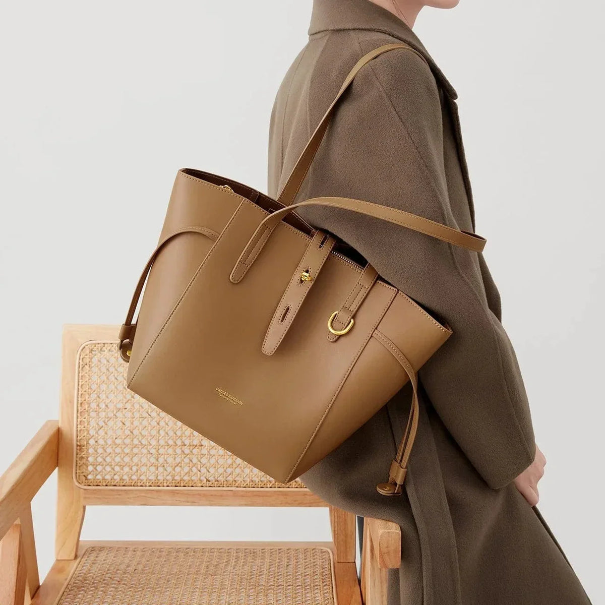 Sac fourre-tout femme en cuir, 38 x 28 cm, avec bandoulière