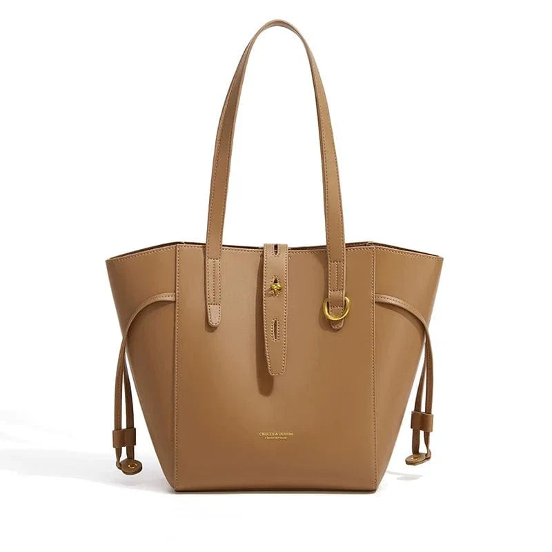 Sac fourre-tout femme en cuir, 38 x 28 cm, avec bandoulière, marron