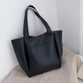 Sac cabas femme noir en similicuir, poche extérieure, noir