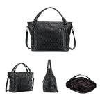 Sac cabas femme en similicuir noir, style biker, pour les cours