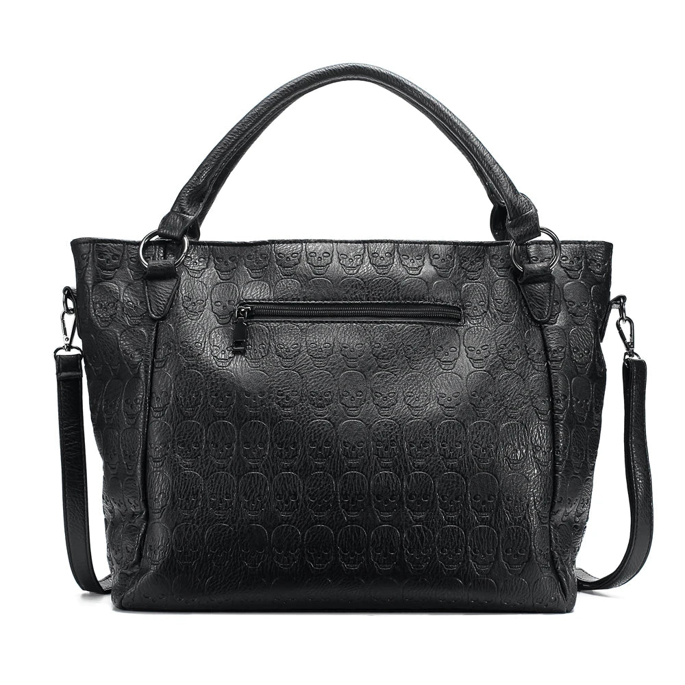Sac cabas femme en similicuir noir, style biker, pour les cours