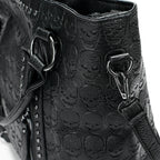Sac cabas femme en similicuir noir, style biker, pour les cours
