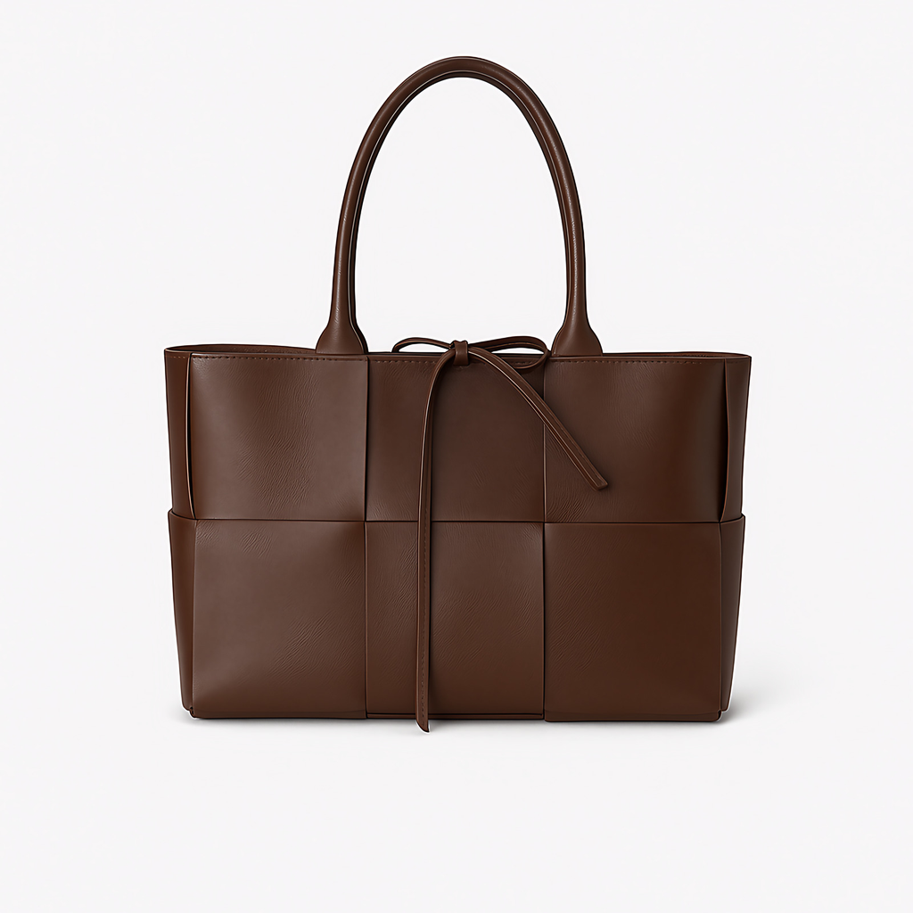 Sac cabas tressé femme 35 x 23 cm, quatre coloris, marron