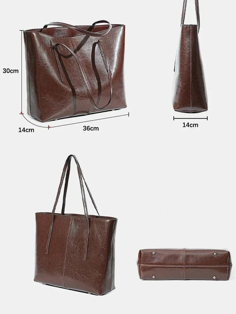 Sac cabas femme pour ordinateur portable, en cuir