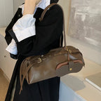 Sac porté épaule femme en similicuir, détails dorés