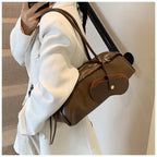 Sac porté épaule femme en similicuir, détails dorés