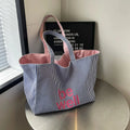 Sac cabas maxi femme en toile réversible, grandes anses, bleu