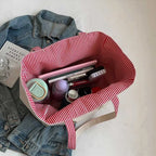 Sac cabas maxi femme en toile réversible, grandes anses