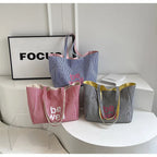 Sac cabas maxi femme en toile réversible, grandes anses