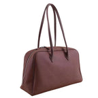 Sac cabas femme en cuir grainé, double anse, doublure coton