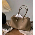Sac cabas femme en cuir grainé, double anse, doublure coton, sable