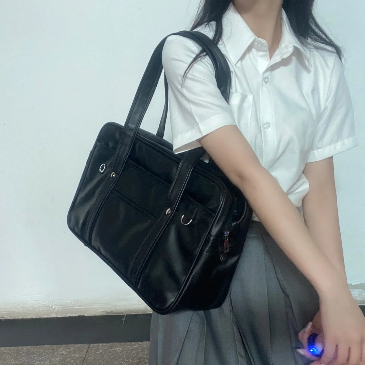 Sac cabas pour les cours, similicuir souple, ordinateur 16 pouces