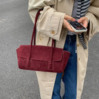 Sac porté épaule femme en faux daim, à rabat, cinq coloris