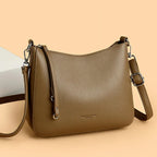Sac bandoulière femme en similicuir grainé, anse amovible, taupe