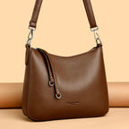 Sac bandoulière femme en similicuir grainé, anse amovible, marron
