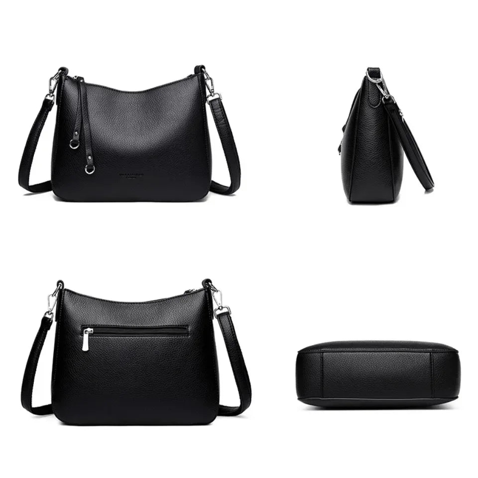 Sac bandoulière femme en similicuir grainé, anse amovible