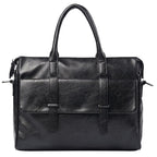 Sacoche ordinateur homme en cuir noir, fermeture éclair, noir