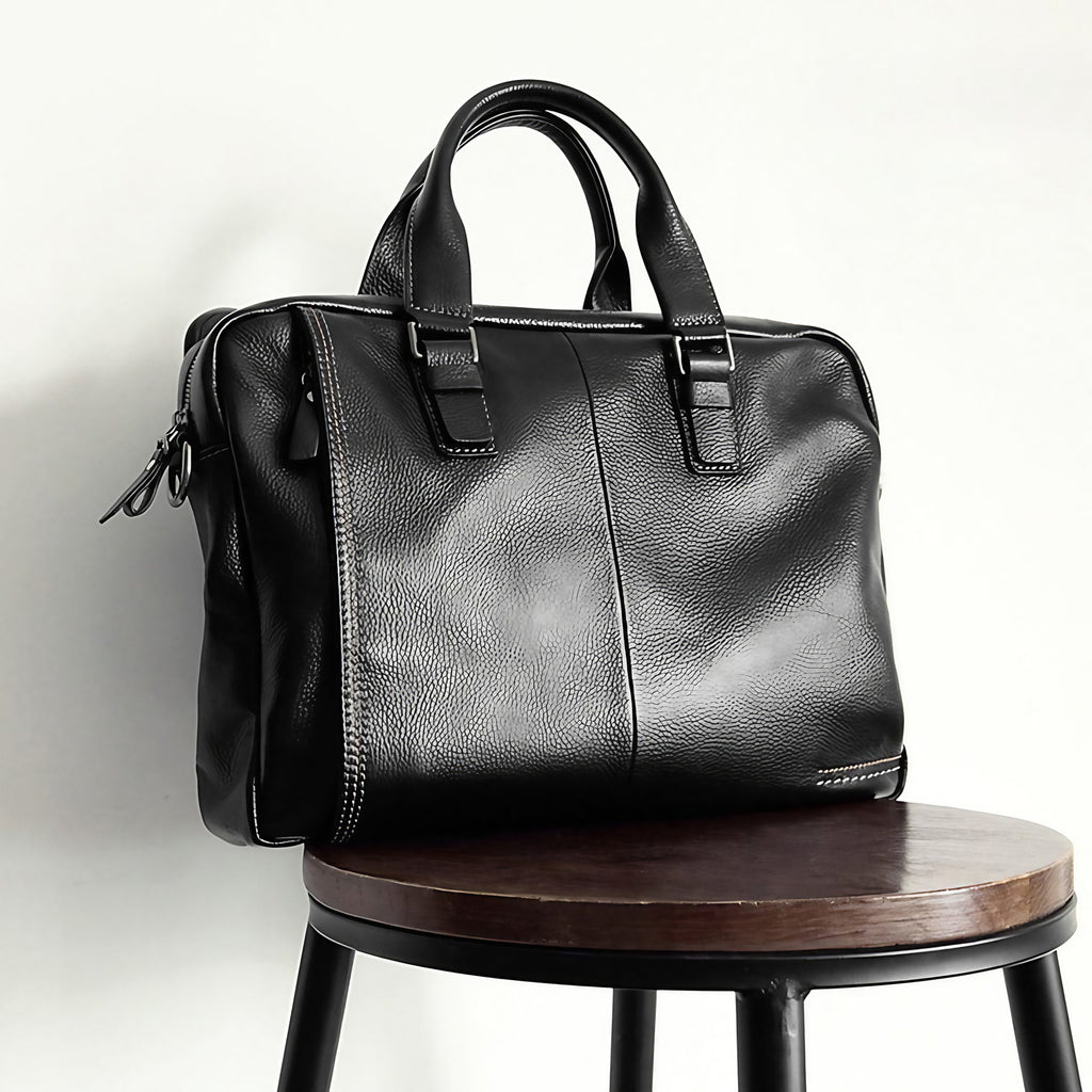 Sacoche ordinateur homme en cuir noir, 14 pouces, 1,05 kg
