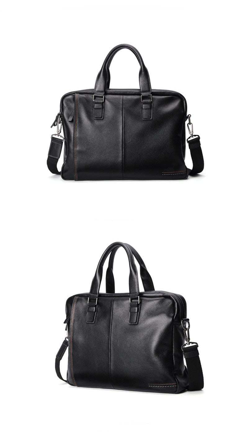 Sacoche ordinateur homme en cuir noir, 14 pouces, 1,05 kg