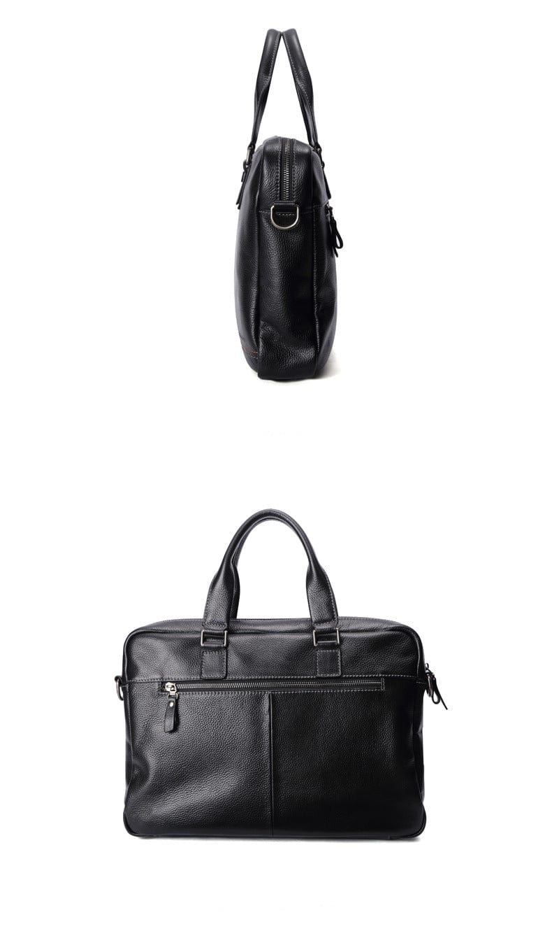 Sacoche ordinateur homme en cuir noir, 14 pouces, 1,05 kg
