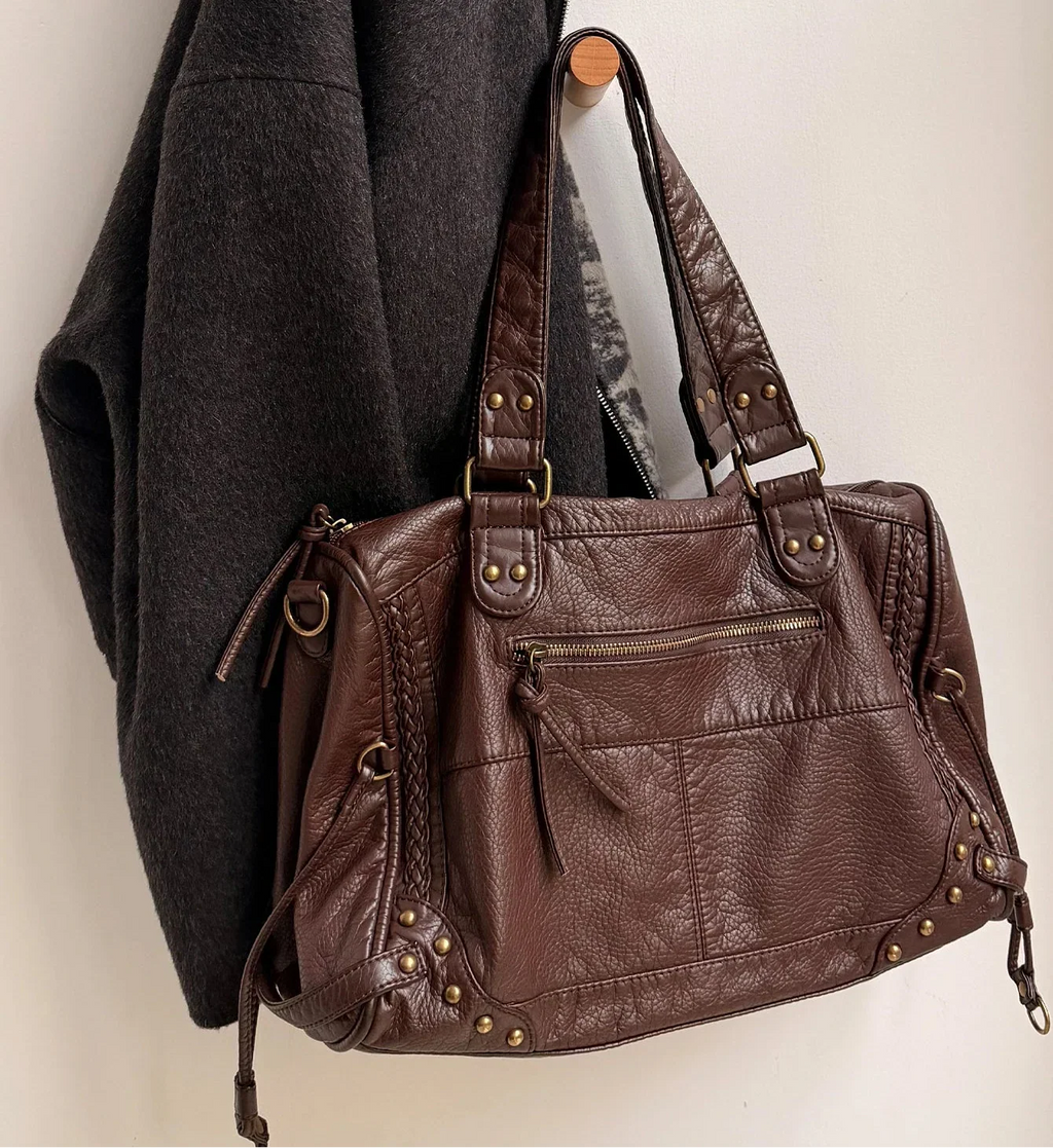Sac d'épaule femme pour ordinateur, poche avant zippée, 37 x 25 cm