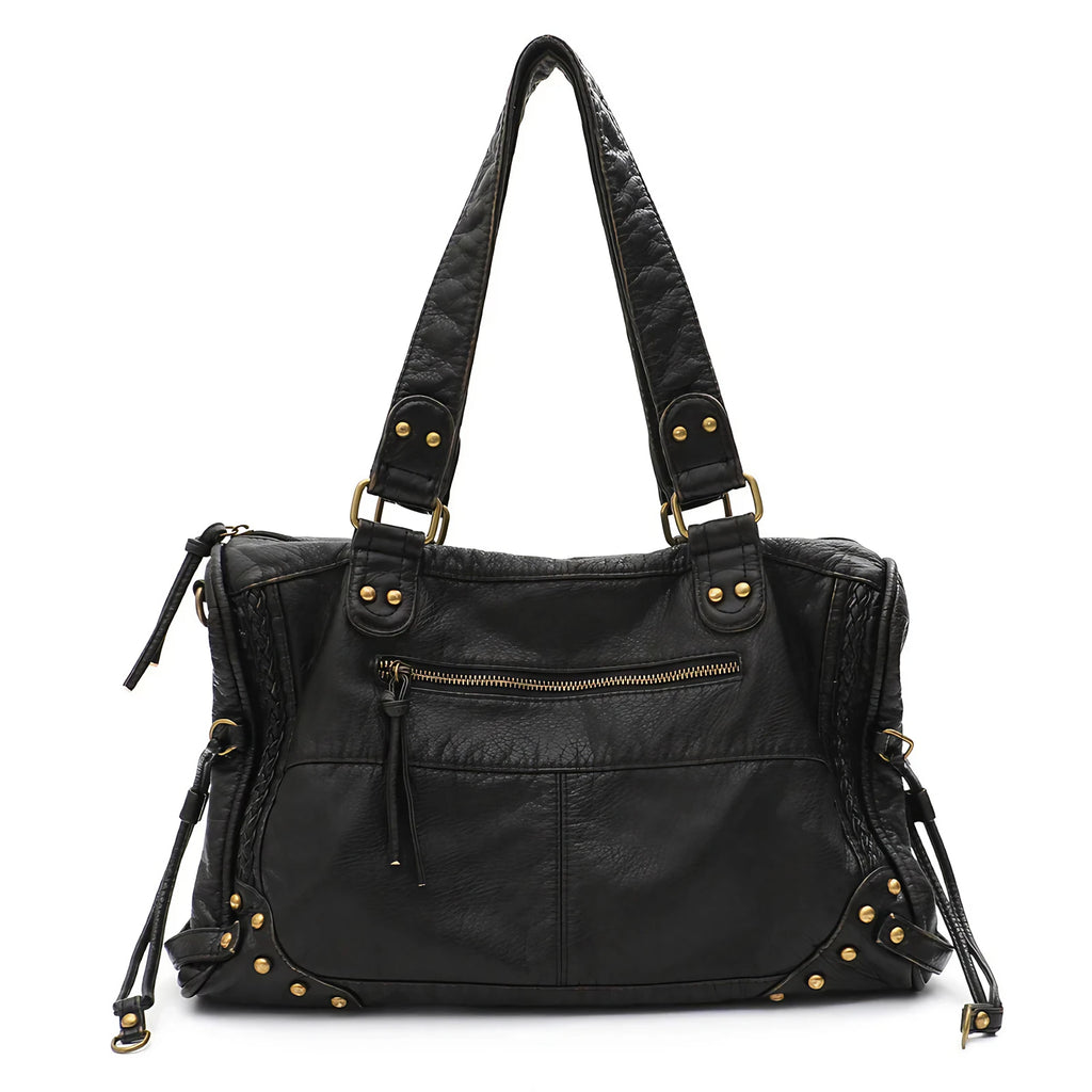 Sac d'épaule femme pour ordinateur, poche avant zippée, 37 x 25 cm, noir