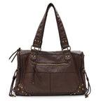 Sac d'épaule femme pour ordinateur, poche avant zippée, 37 x 25 cm, marron