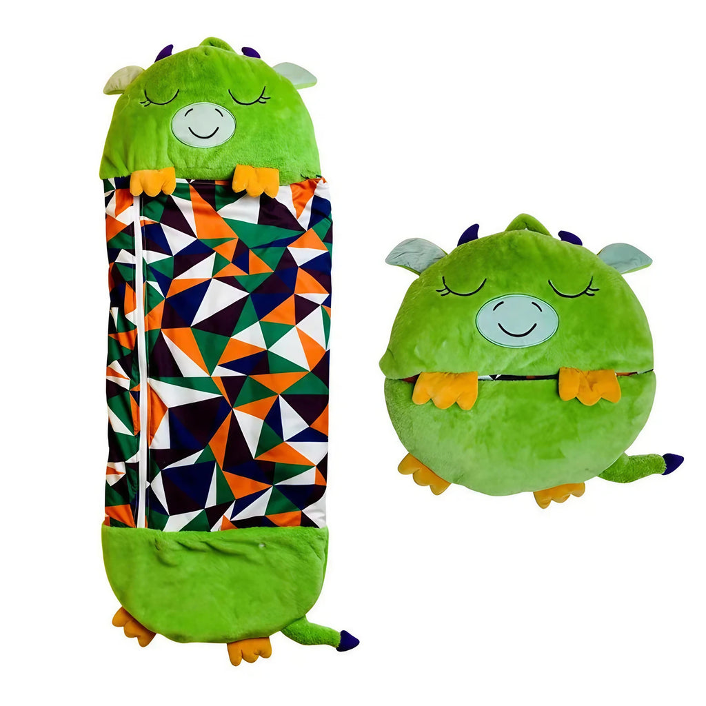 Sac de couchage enfant en peluche, trois longueurs, vert