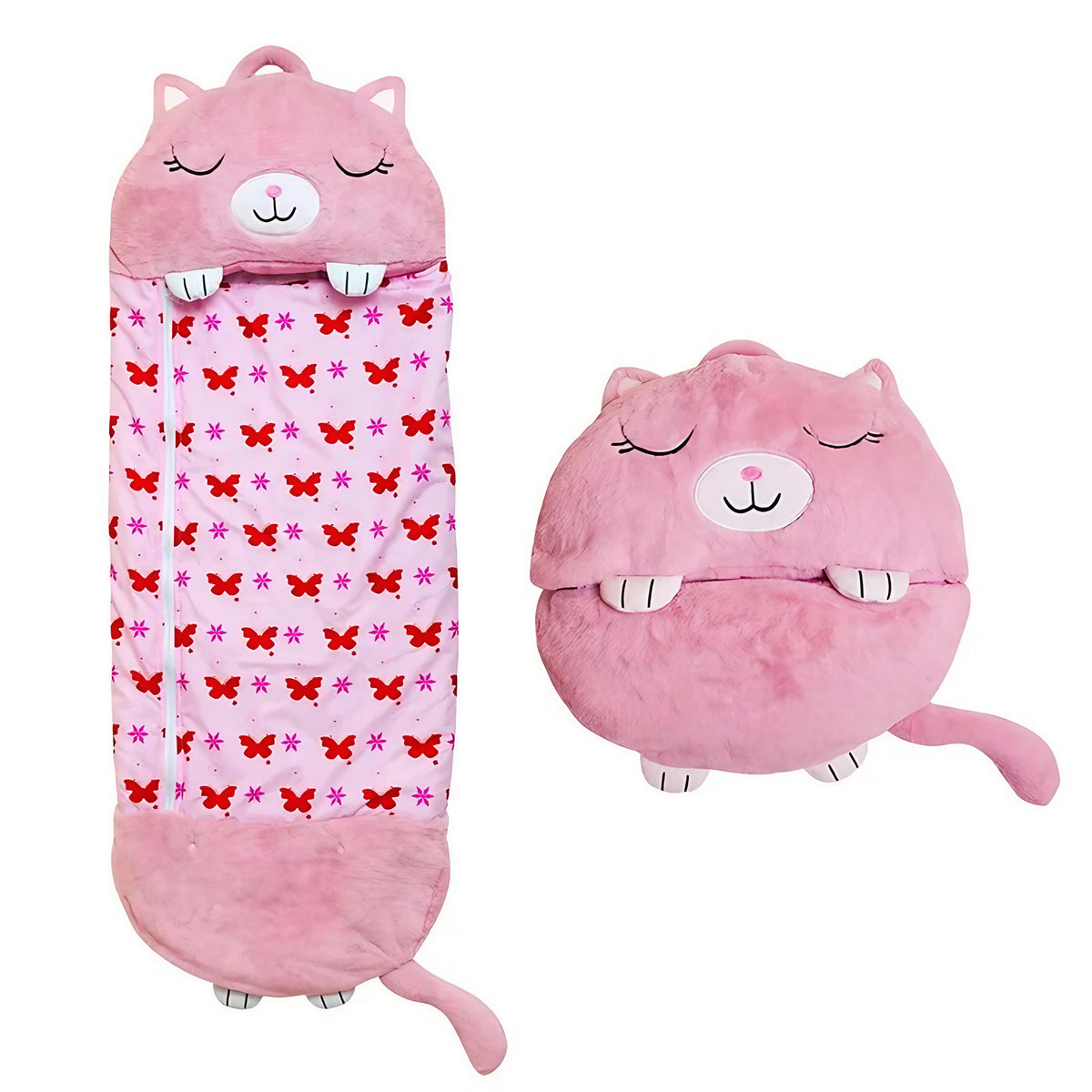 Sac de couchage enfant en peluche, trois longueurs, rose