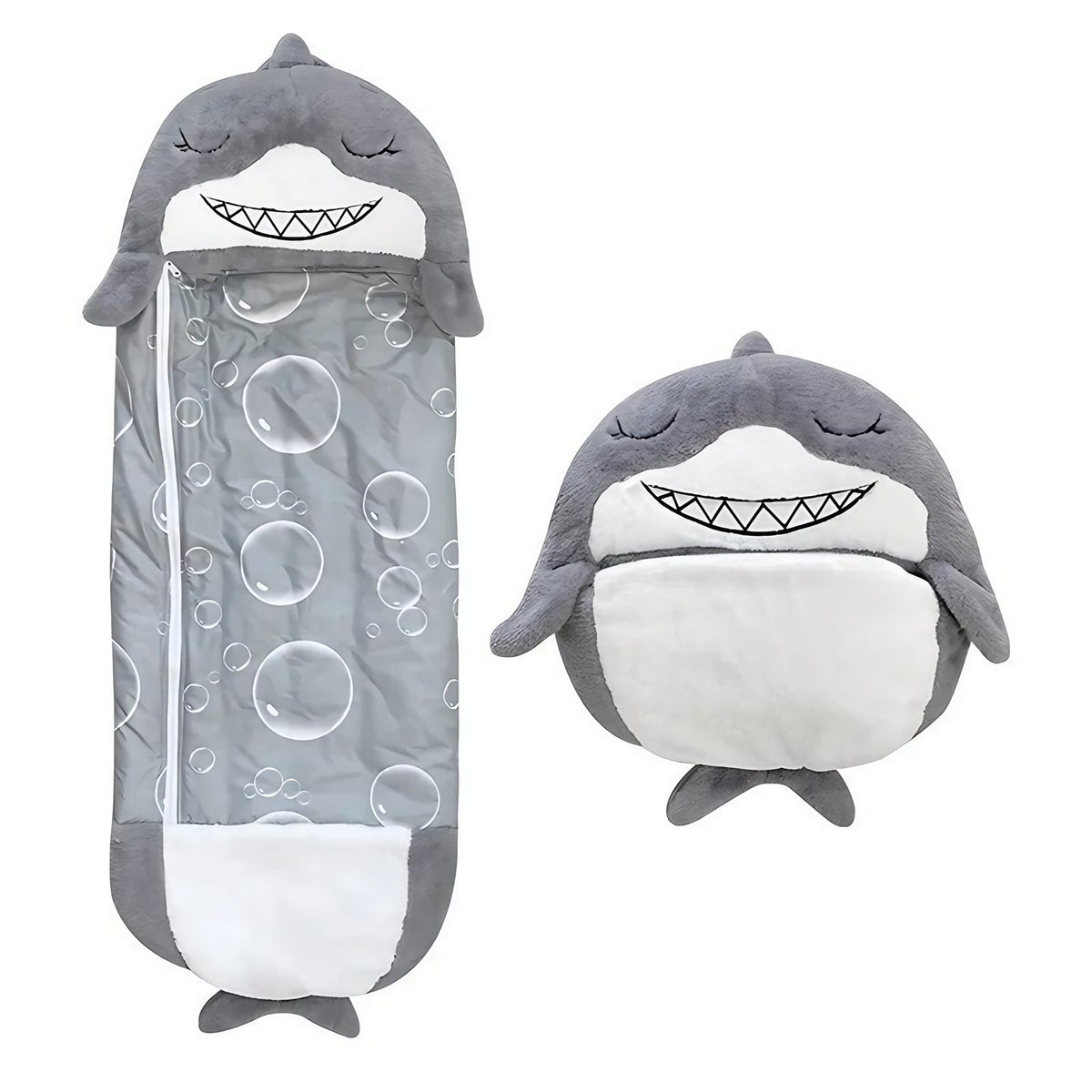 Sac de couchage enfant en peluche, trois longueurs, gris