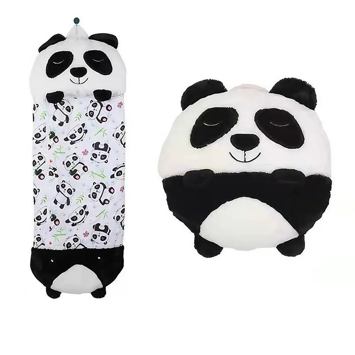 Sac de couchage enfant en peluche, trois longueurs, noir et blanc