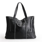 Grand sac cabas en cuir femme pour les cours, 42 x 31 cm, noir
