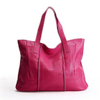 Grand sac cabas en cuir femme pour les cours, 42 x 31 cm, rose