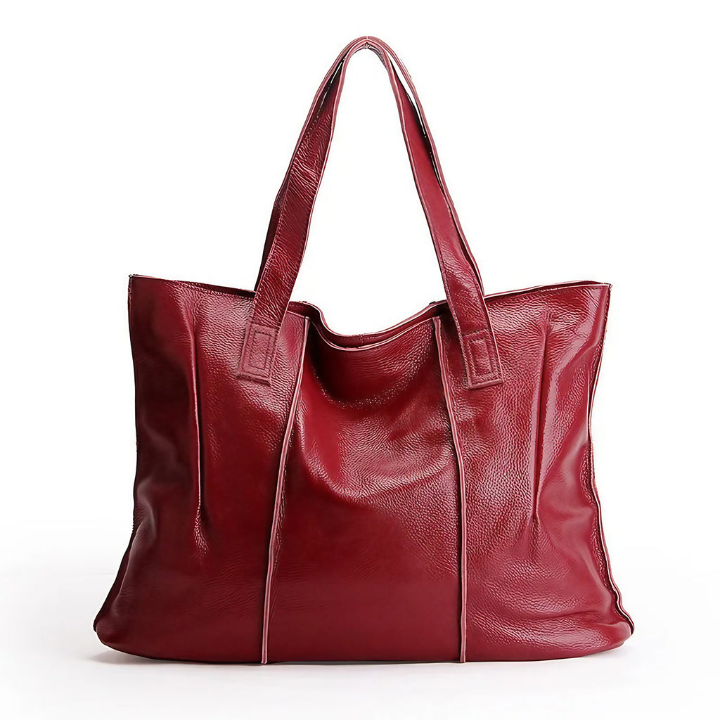 Grand sac cabas en cuir femme pour les cours, 42 x 31 cm, rouge