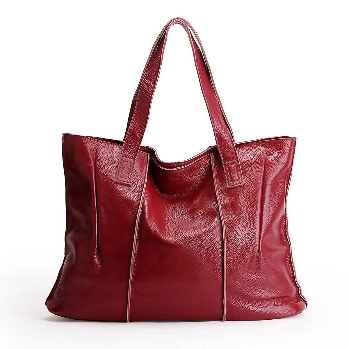 Grand sac cabas en cuir femme pour les cours, 42 x 31 cm, rouge