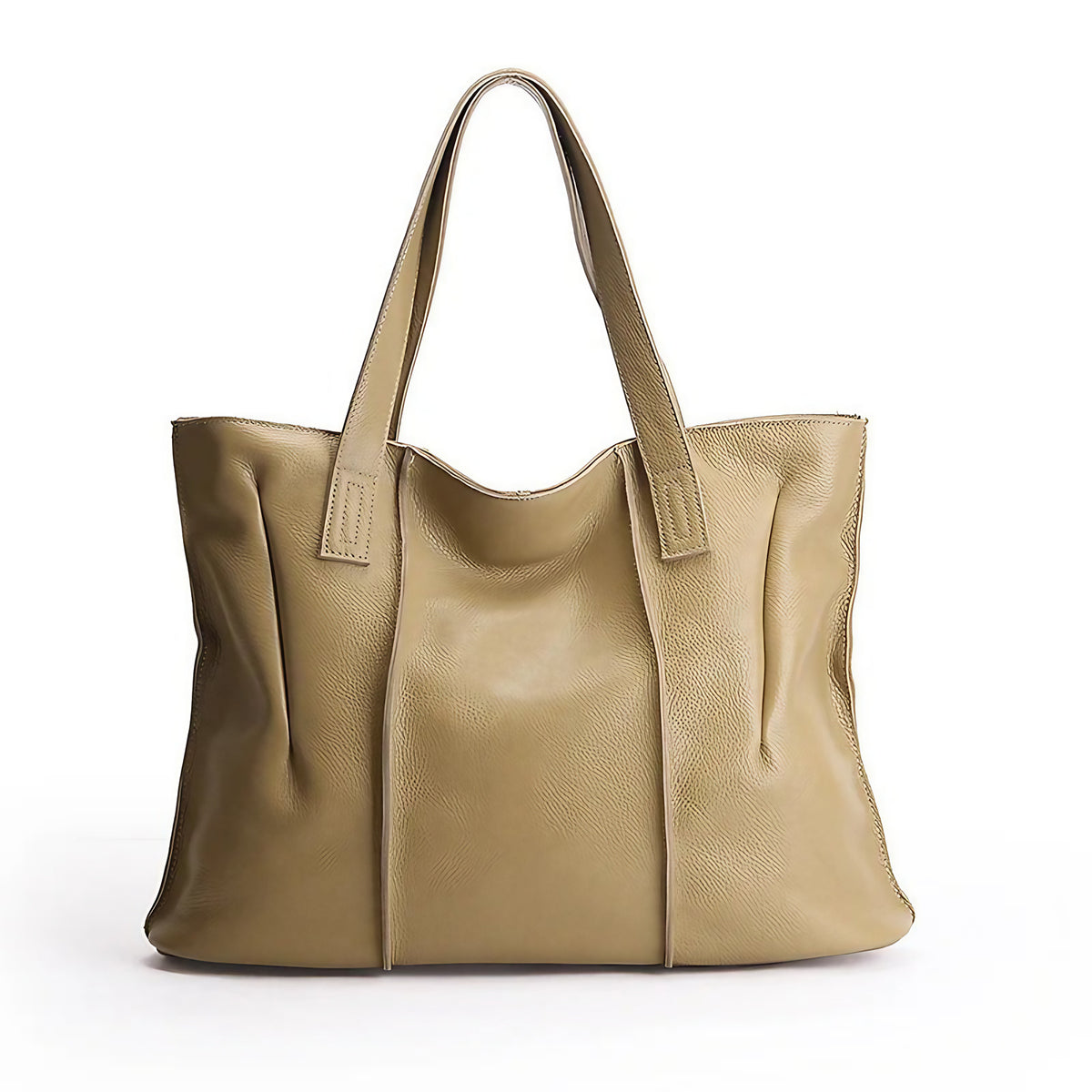 Grand sac cabas en cuir femme pour les cours, 42 x 31 cm, beige