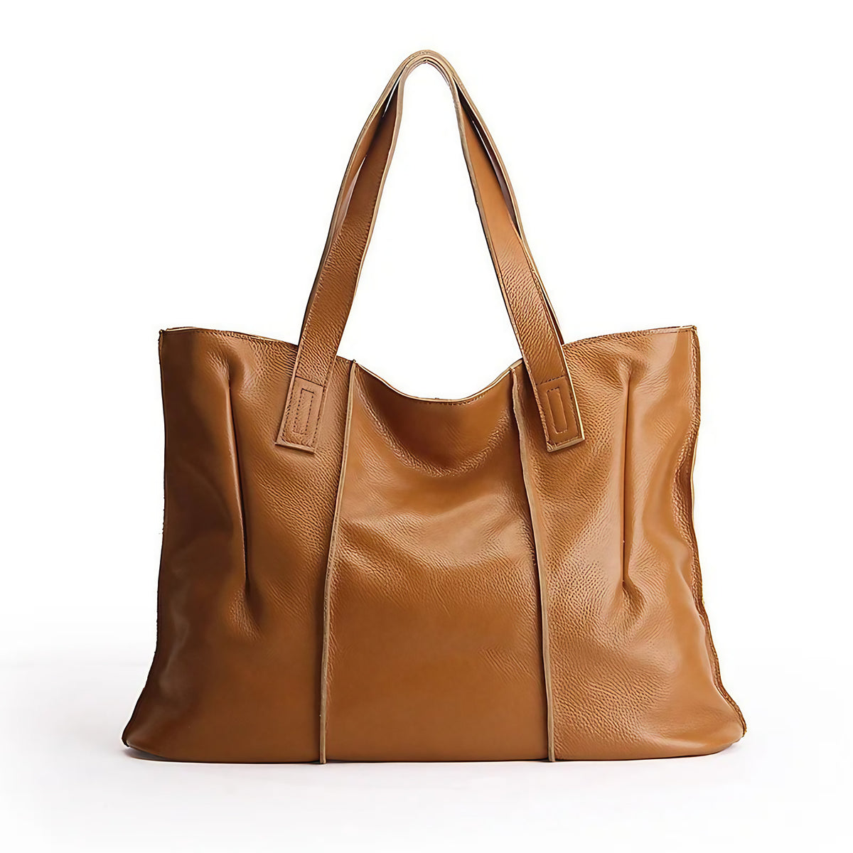 Grand sac cabas en cuir femme pour les cours, 42 x 31 cm, camel