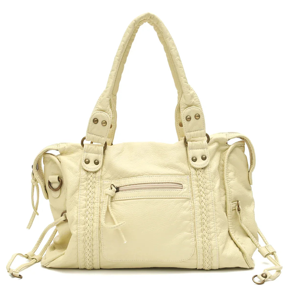 Grand sac de cours femme format A4, bandoulière amovible, 15 coloris, crème