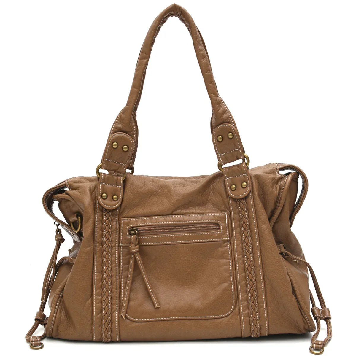 Grand sac de cours femme format A4, bandoulière amovible, 15 coloris, camel