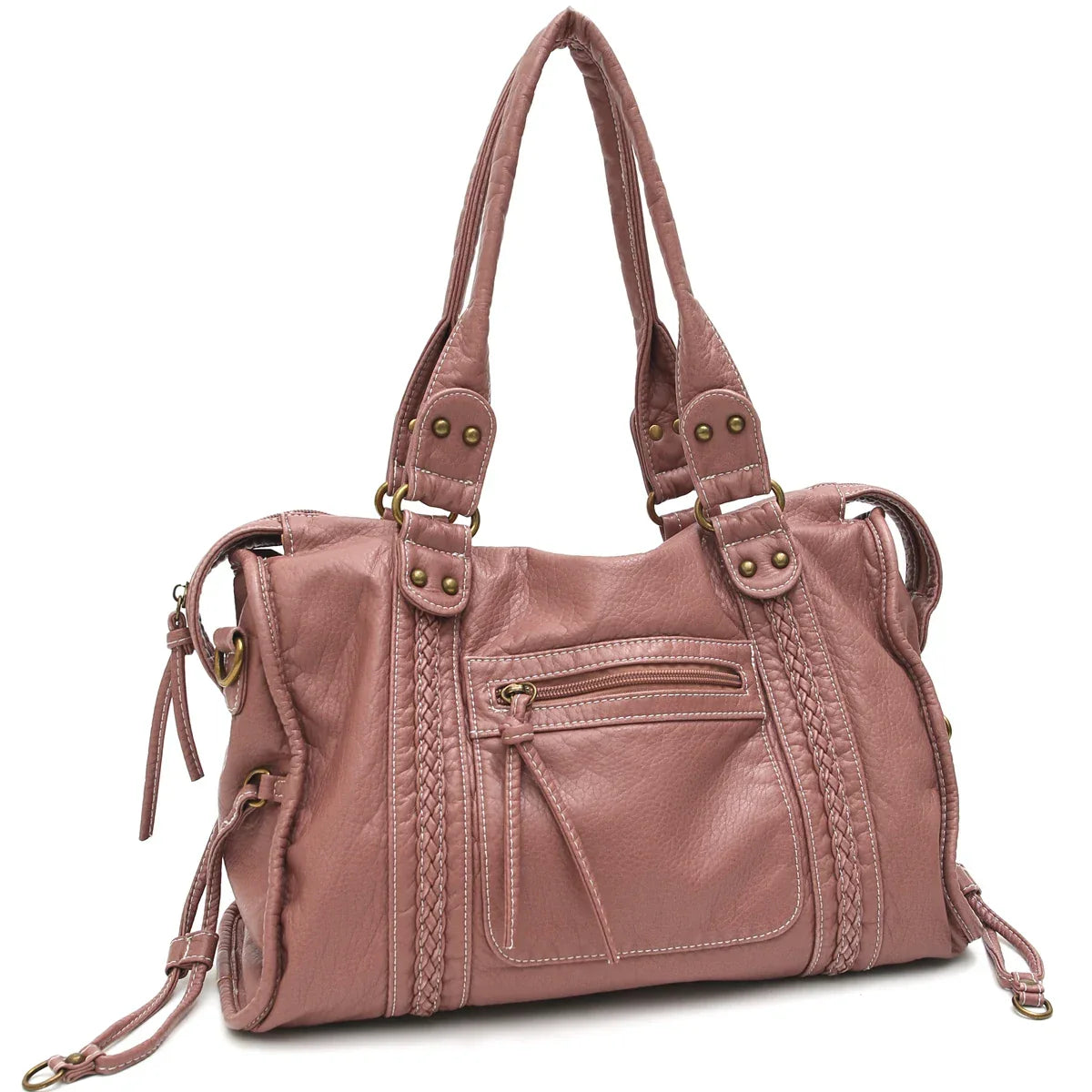 Grand sac de cours femme format A4, bandoulière amovible, 15 coloris, rose blush