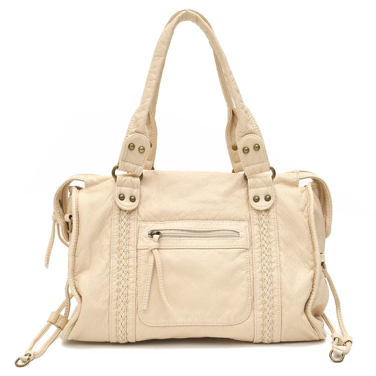 Grand sac de cours femme format A4, bandoulière amovible, 15 coloris, beige