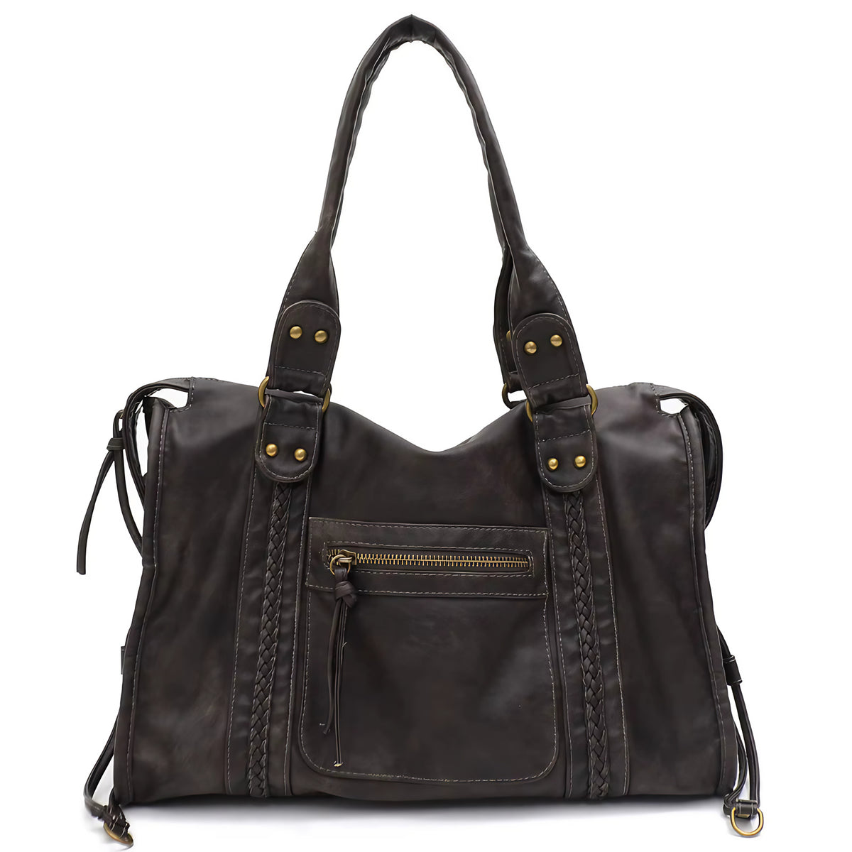 Grand sac de cours femme format A4, bandoulière amovible, 15 coloris, anthracite