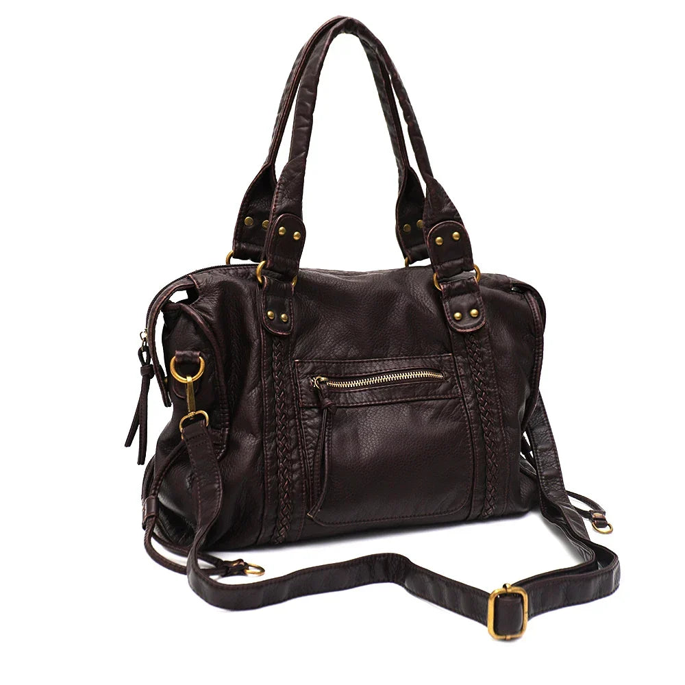 Grand sac de cours femme format A4, bandoulière amovible, 15 coloris, chocolat