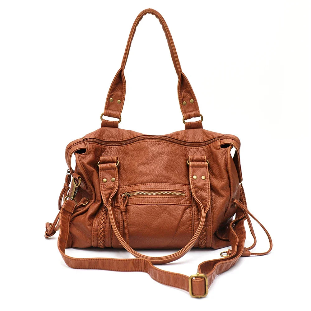 Grand sac de cours femme format A4, bandoulière amovible, 15 coloris, caramel