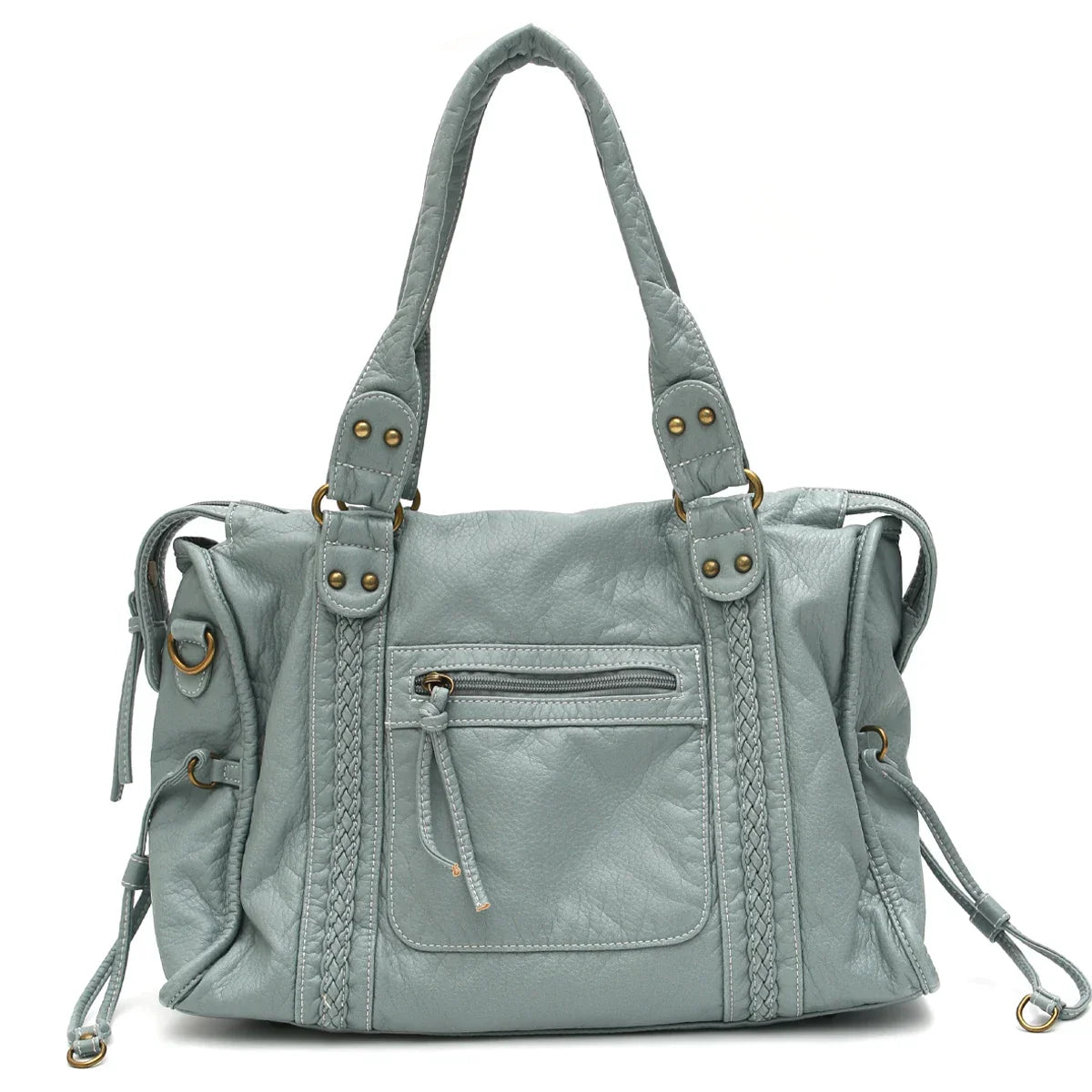 Grand sac de cours femme format A4, bandoulière amovible, 15 coloris, bleu glacé