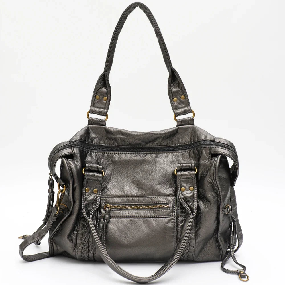 Grand sac de cours femme format A4, bandoulière amovible, 15 coloris, argenté