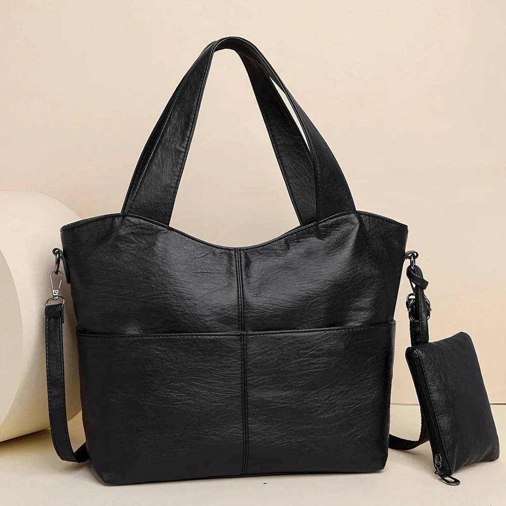 Sac de cours femme en similicuir, deux compartiments, 34 x 25 cm